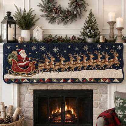 Midnight Santa Sleigh Quilted Mantel Scarf SN0HH0153