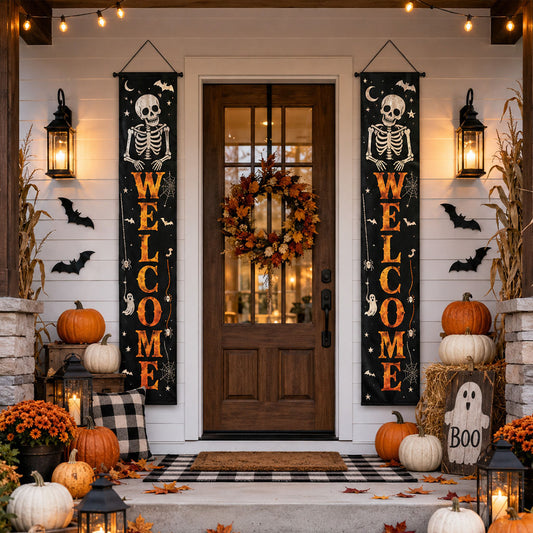 Midnight Skeleton Manor Welcome Door Banner SN0PT311