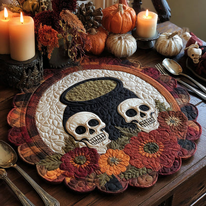 Midnight Skulls Custom Shape Quilted Placemat SN0PT342