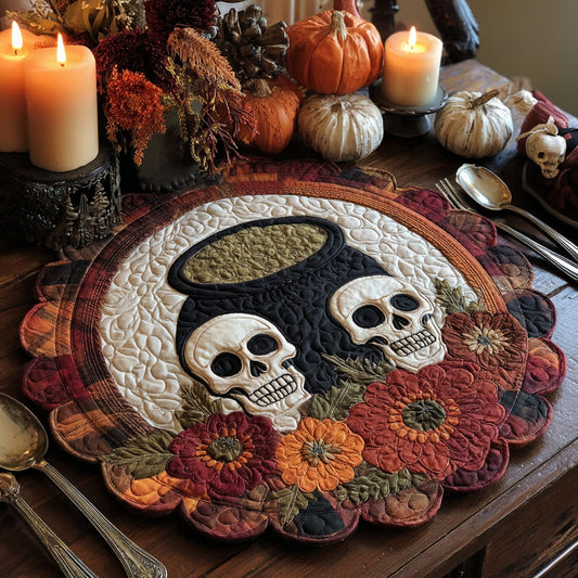 Midnight Skulls Custom Shape Quilted Placemat SN0PT342