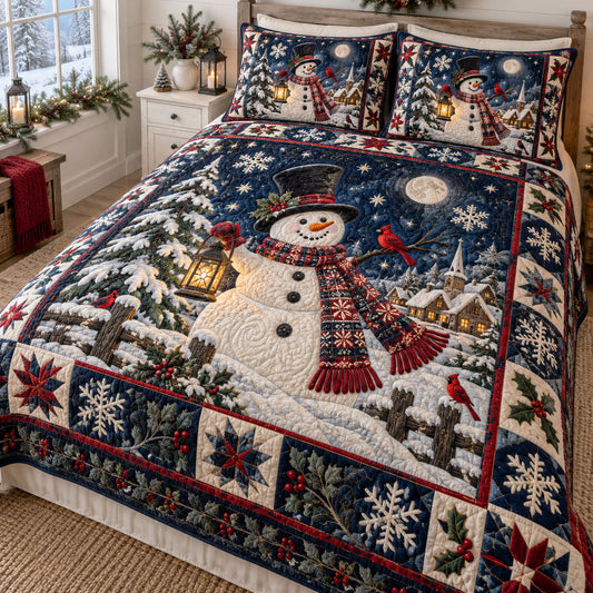 Midnight Snowman 3-Piece Quilted Bedding Set SN0TV782