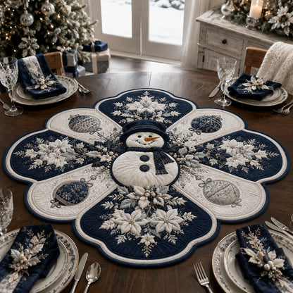 Midnight Snowman Bloom Custom Shape Quilted Table Topper SN0DV344