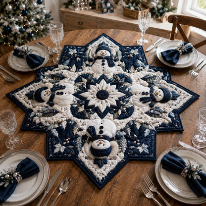 Midnight Snowman Star Custom Shape Quilted Table Topper SN0DV340
