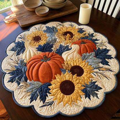 Midnight Sunflowers Custom Shape Quilted Table Topper NCU0LV198