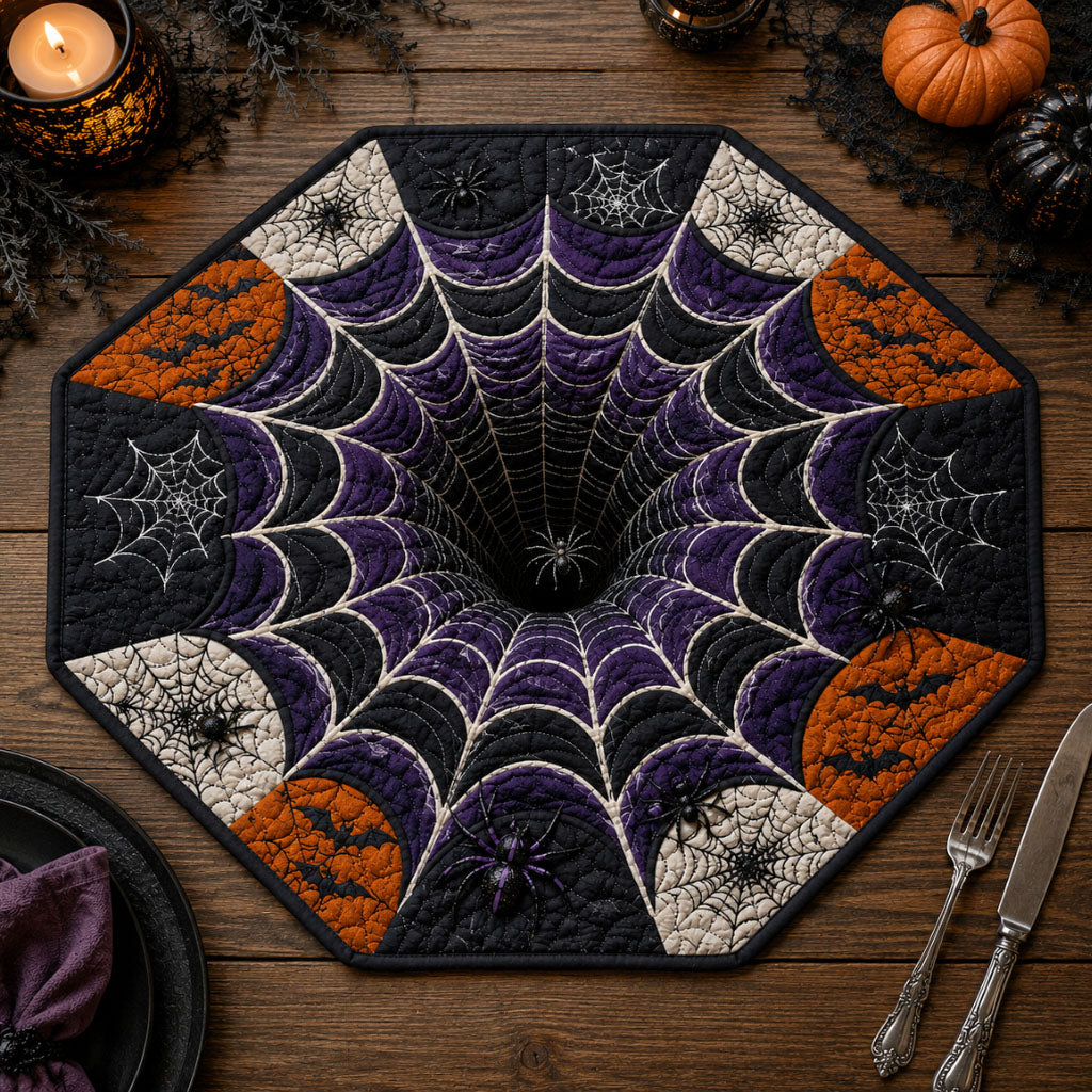 Midnight Web Spiral Custom Shape Quilted Placemat SN0PT343