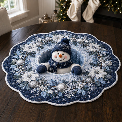 Midnight Winter Snowman Custom Shape Quilted Table Topper SN0HH0121