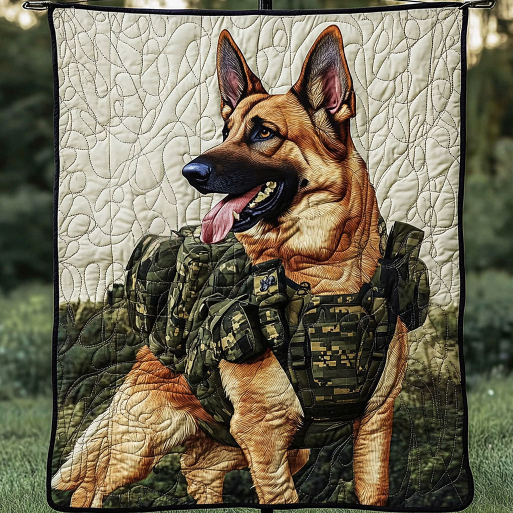 Military German Shepherd Quilted Blanket NCU0NT5252