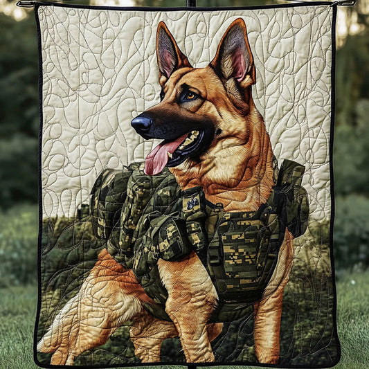 Military German Shepherd Quilted Blanket NCU0NT5252