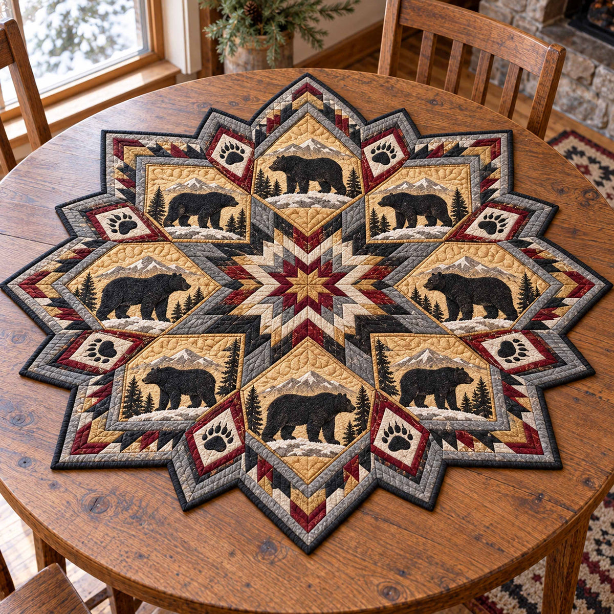 Mirage Bear Custom Shape Quilted Table Topper SN0TD1044