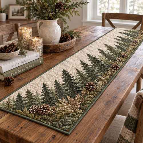 Misty Woodland Quilted Table Runner SN0DV525