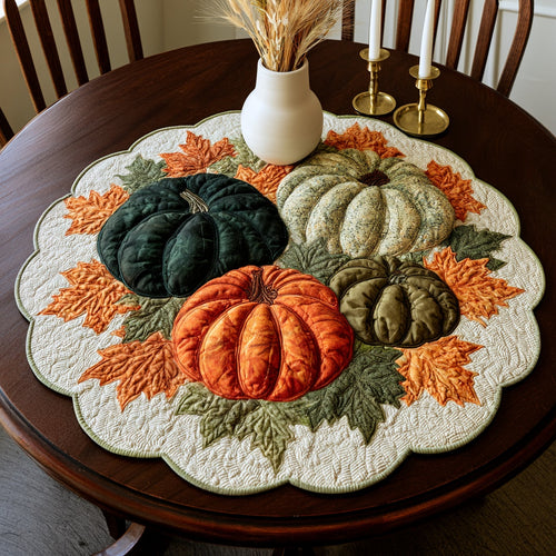Mixed Gourds Custom Shape Quilted Table Topper NCU0LV167