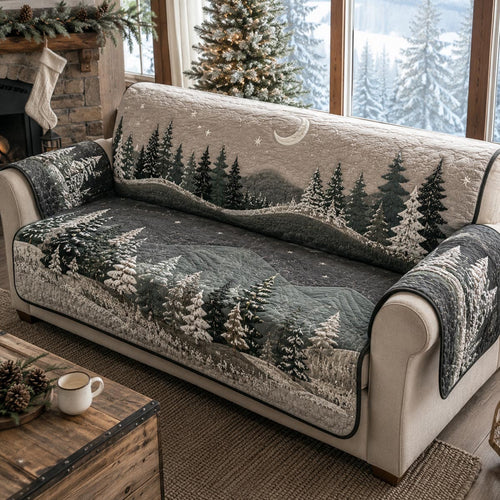 Moonlit Winter Forest Quilted Sofa Cover SN0DV170