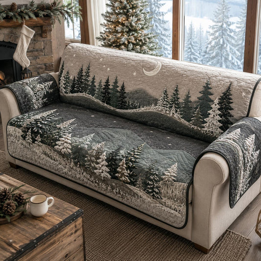 Moonlit Winter Forest Quilted Sofa Cover SN0DV170