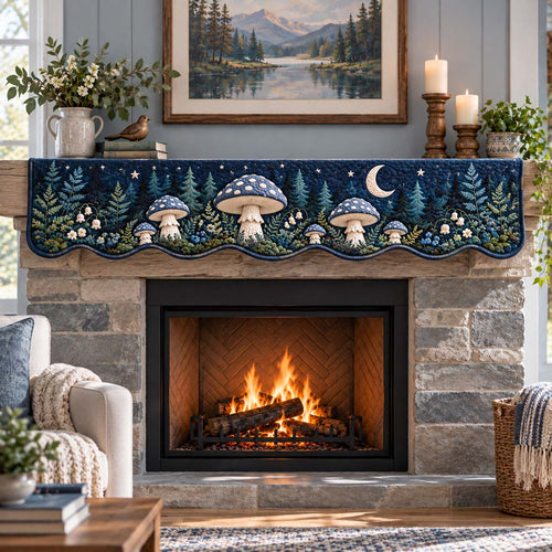 Moonlit Mushroom Grove Quilted Mantel Scarf SN0HH0984