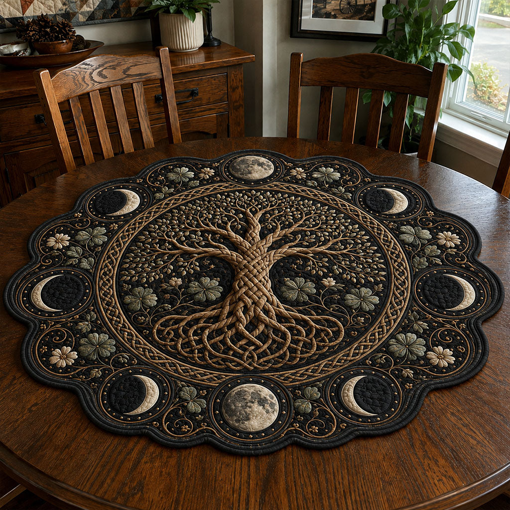 Moonlit Tree of Life Custom Shape Quilted Table Topper SN0PT875