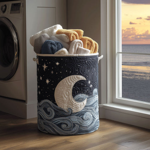 Moonlit Waves Quilted Laundry Basket NCU0TH2927