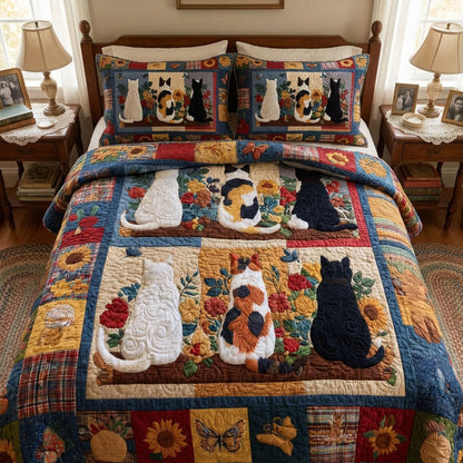 Moonlit Whiskers 3-Piece Quilted Bedding Set SN0PT207