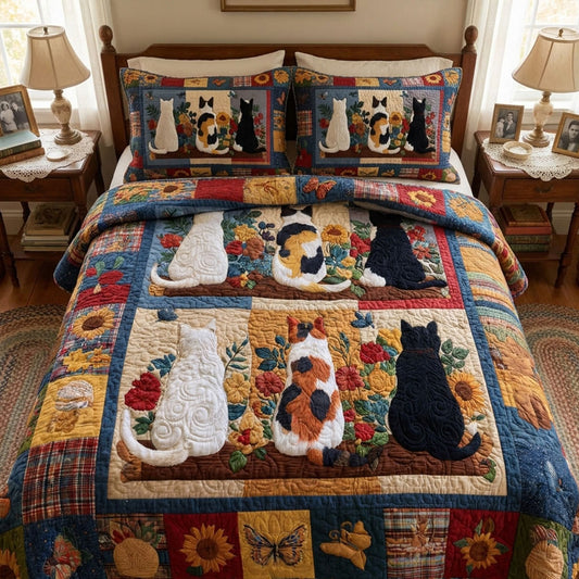 Moonlit Whiskers 3-Piece Quilted Bedding Set SN0PT207
