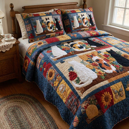 Moonlit Whiskers 3-Piece Quilted Bedding Set SN0PT207