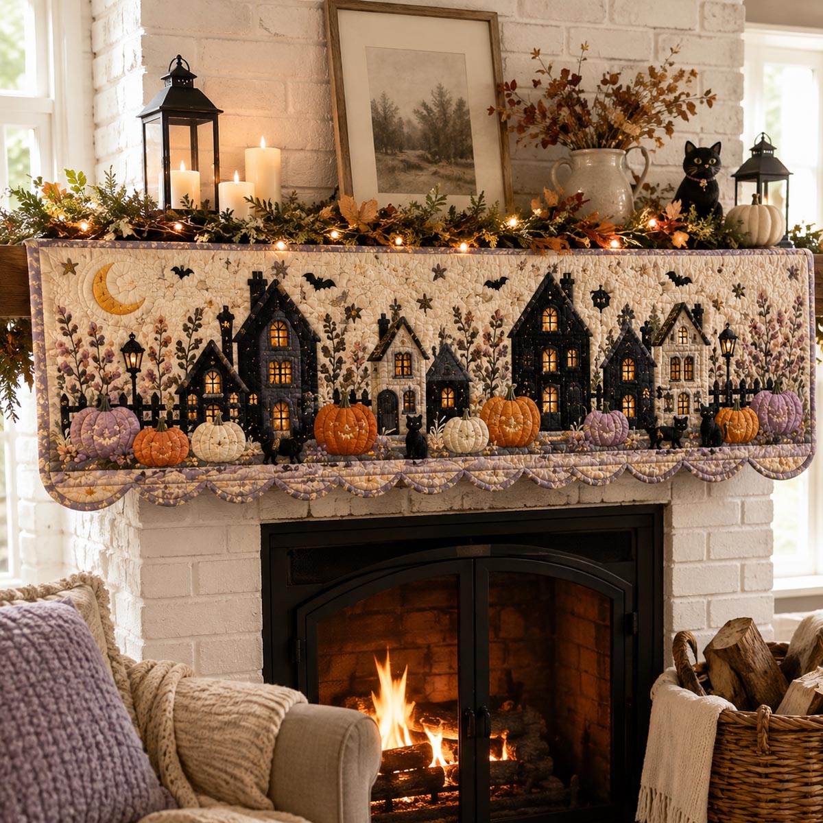 Moonlit Witch Village Quilted Mantle Scarf SN0DV278