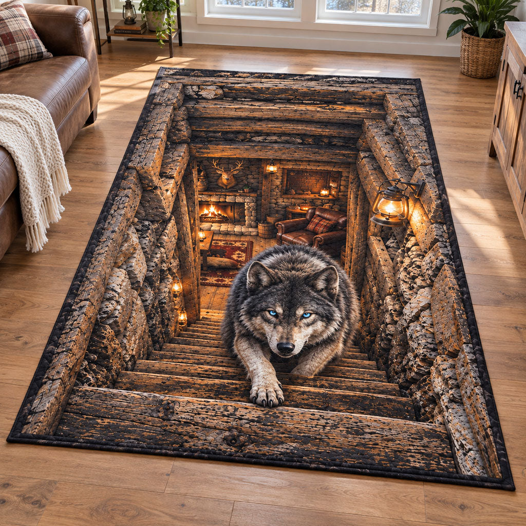Moonlit Wolf Den Area Rug SN0PT1396