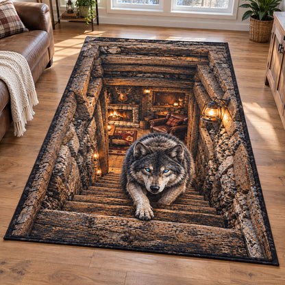 Moonlit Wolf Den Area Rug SN0PT1396