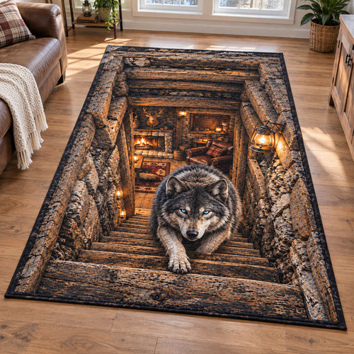 Moonlit Wolf Den Area Rug SN0PT1396