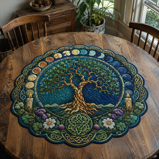 Moonphase Sanctuary Custom Shape Quilted Table Topper SN0PT876