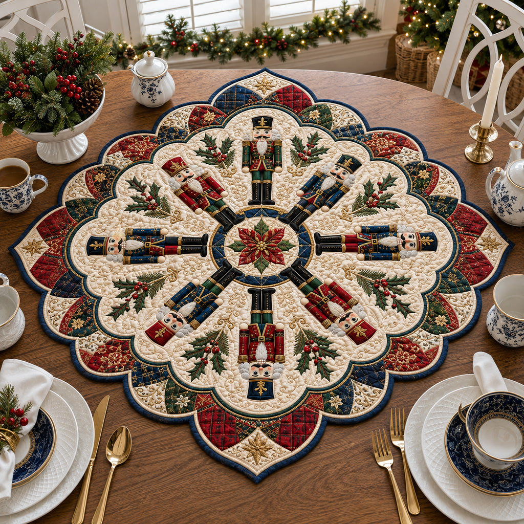Mosaic Nutcracker Elegance Custom Shape Quilted Table Topper SN0HH0088