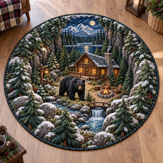 Mountain Bear Lodge Quilted Round Mat SN0TV535