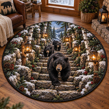 Mountain Bear Quilted Round Mat SN0TD958