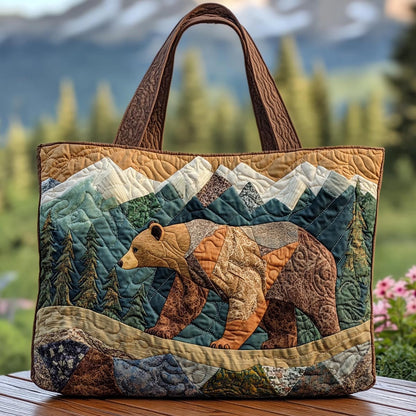 Mountain Bear Quilted Tote Bag NCU0DK9663