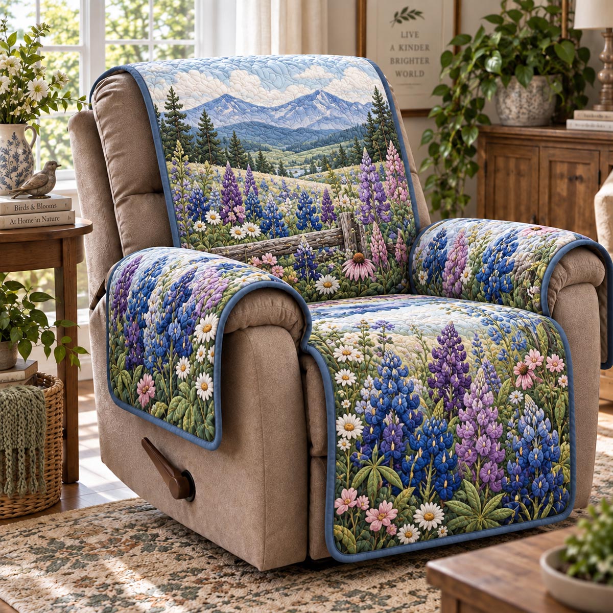 Mountain Bluebonnet Valley Quilted Sofa Cover SN0DV993