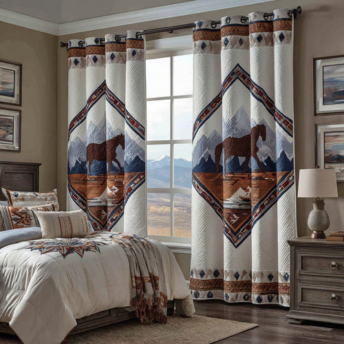 Mountain Diamond Frame Quilted Curtains NCU0DH828
