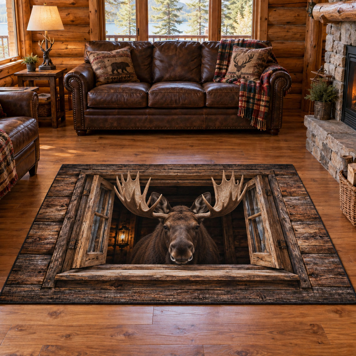 Mountain Moose Area Rug SN0TV694