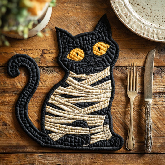 Mummy Sitting Cat Custom Shape Quilted Placemat NCU0LV053