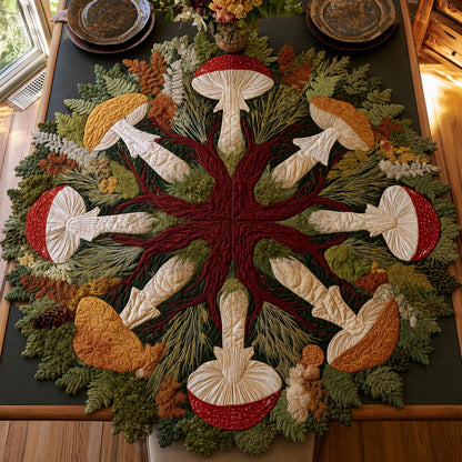 Mushroom Garden Custom Shape Quilted Table Topper SN0DV199