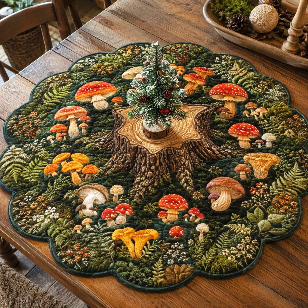 Mushroom Grove Custom Shape Quilted Table Topper SN0TV103