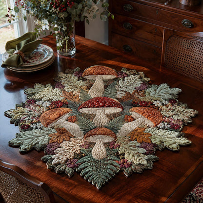 Mushroom Meadow Custom Shape Quilted Table Topper SN0DV205