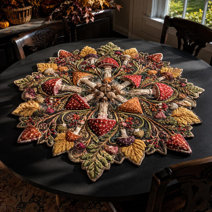 Mushroom Medallion Custom Shape Quilted Table Topper SN0DV207