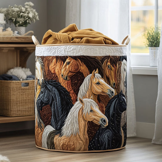 Mystic Horse Quilted Laundry Basket NCU0DDK1059