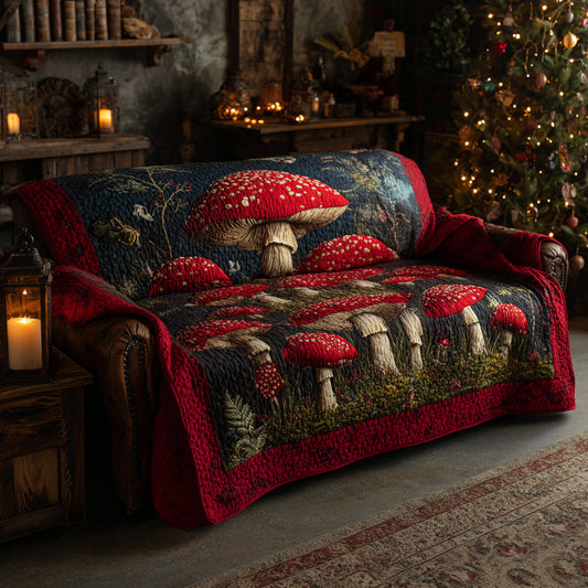 Mystic Mushroom Meadow Quilted Sofa Cover NCU0DV1444