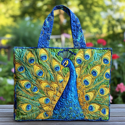 Mystic Peacock Quilted Tote Bag NCU0DK8792