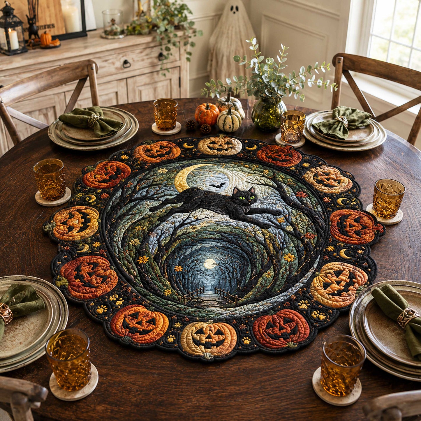 Mystic Vortex Custom Shape Quilted Table Topper SN0TD306