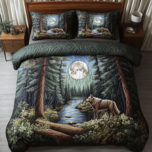 Mystic Wolf 3-Piece Quilted Bedding Set NCU0VH2369