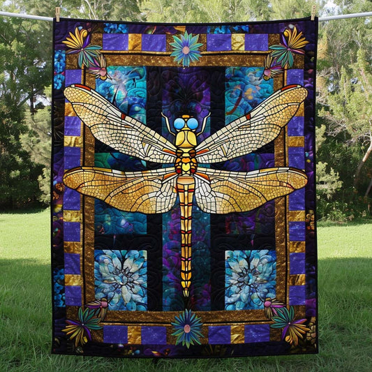 Mystical Emerald Whisper Dragonfly Quilted Blanket NCU0PD362