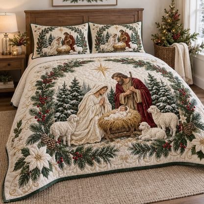 Nativity Blessings 3-Piece Quilted Bedding Set SN0TV796