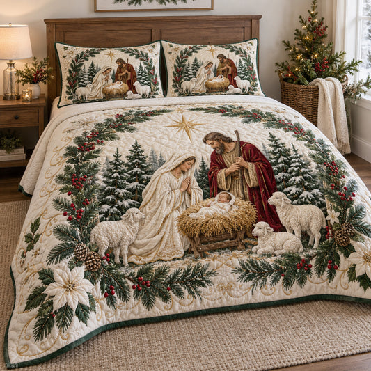 Nativity Blessings 3-Piece Quilted Bedding Set SN0TV796