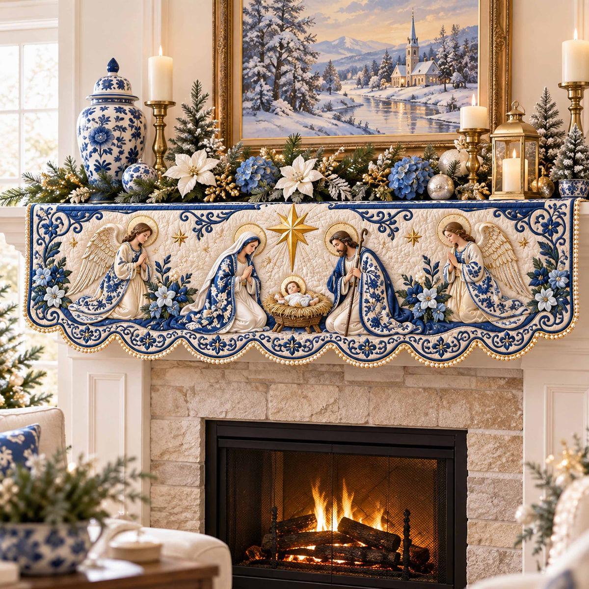 Nativity Glow Quilted Mantel Scarf SN0TD1327