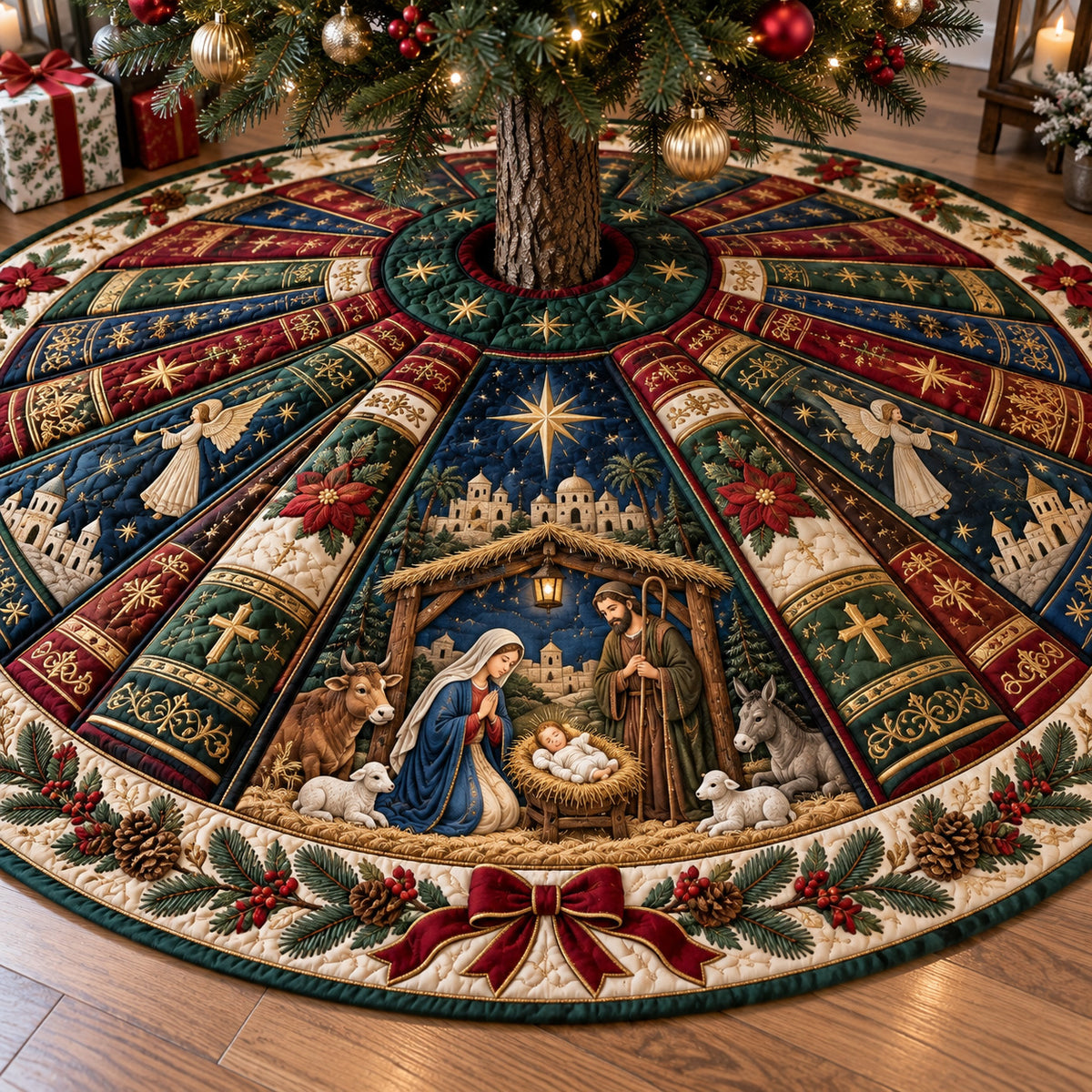 Nativity Heritage Christmas Quilted Tree Skirt SN0TV584